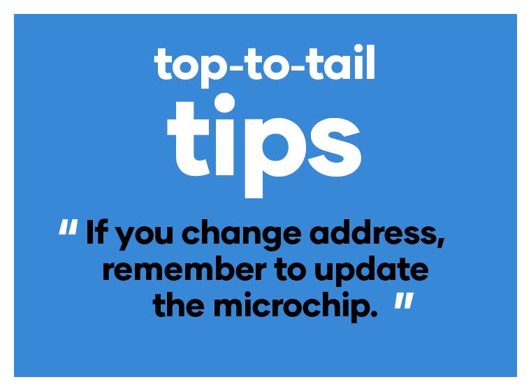 If you change address,  remember to update  the microchip.